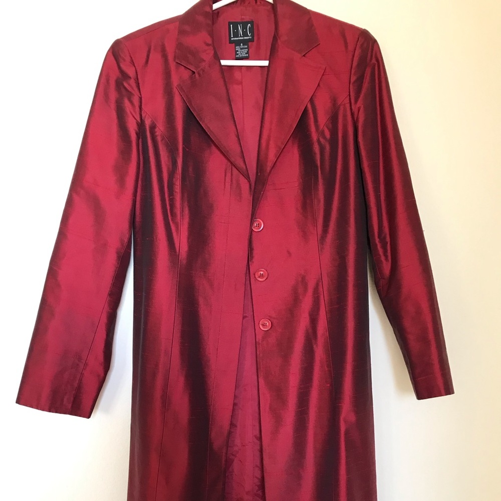 INC Red Silk Coat